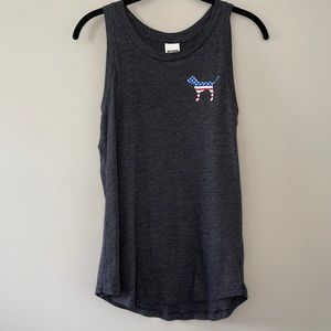 Pink Victorias Secret Tank Top Gray Patriotic Dog Sequins Size XS
